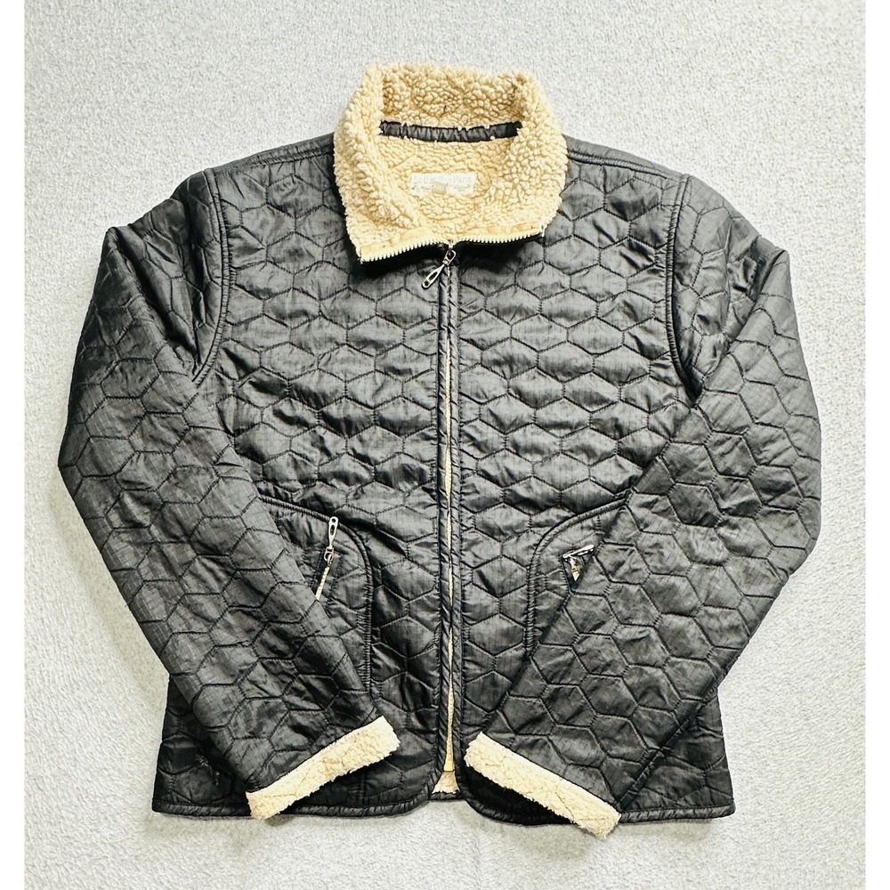 Le Bon Bon Paris Jacket Womens Large Sherpa Lined Quilted Faux Shearling Zip